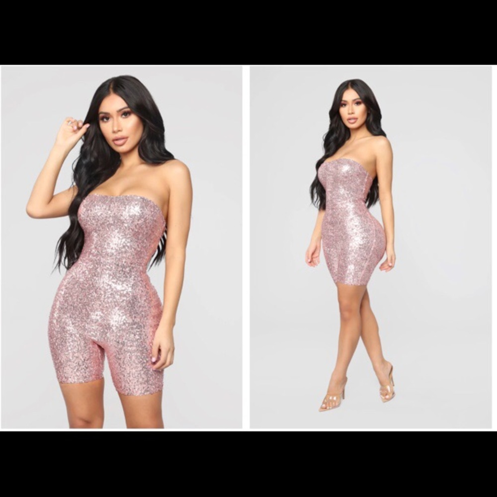 FashionNova Birthday Sequin Romper Shorts